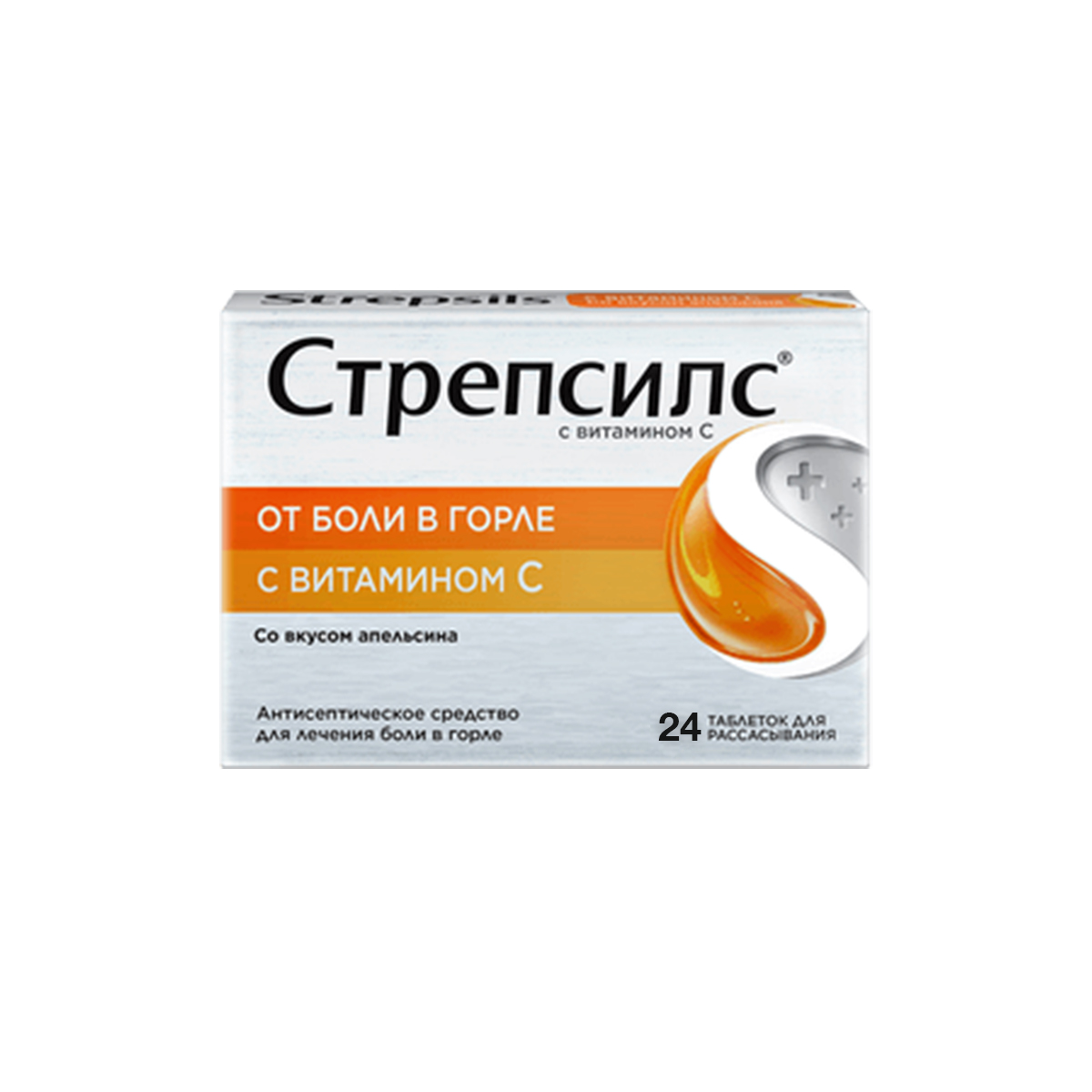 Strepsils - სტრეპსილსი+ვიტამინი C 24 საწუწნი ტაბლეტი