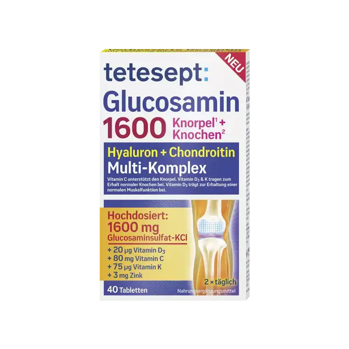 ტეტესეპტი გლუკოზამინი - Tetesept Glucosamin 1600 40 ცალი