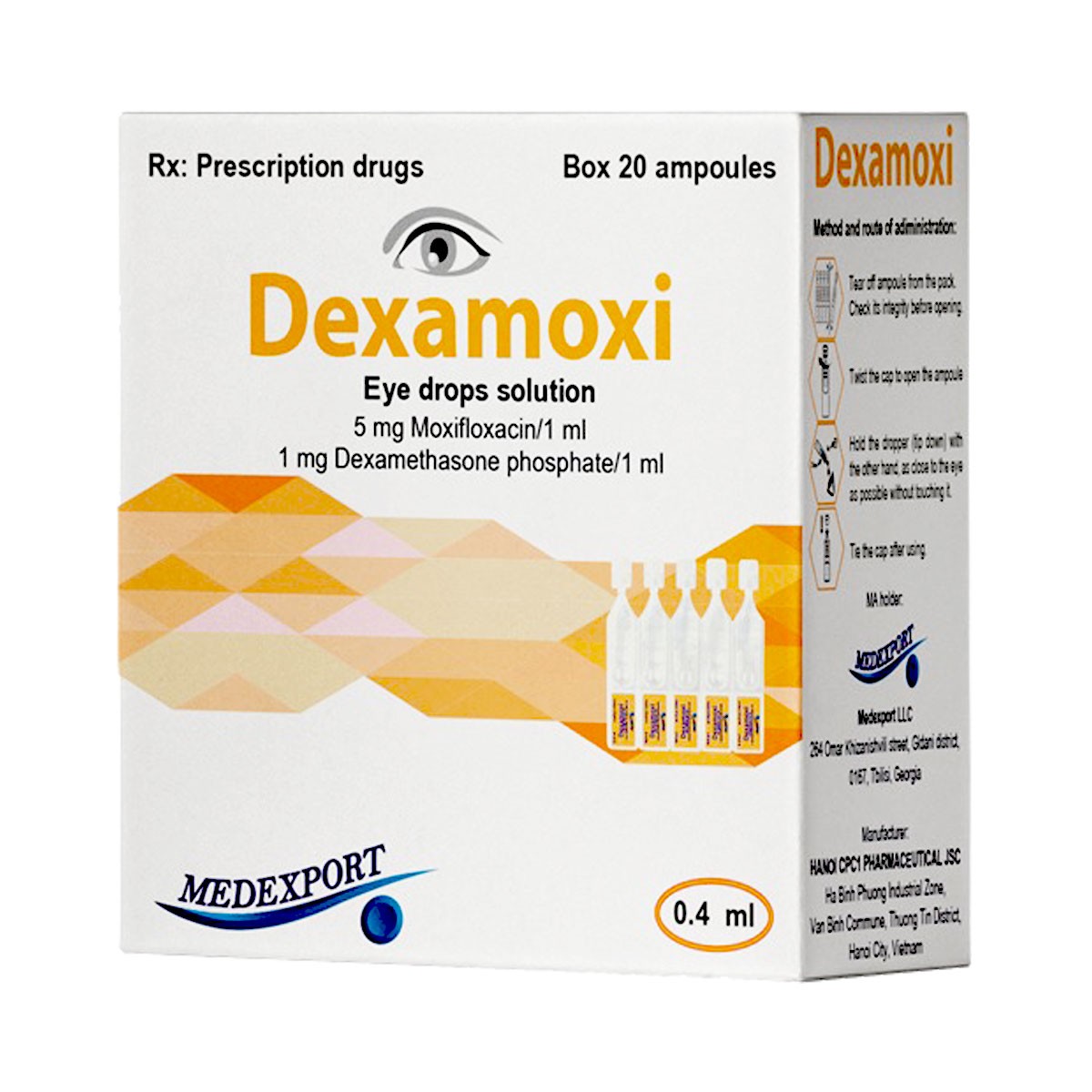 Dexamox - დექსამოქსი თვალის წვეთები 0.4მლ 20 ცალი