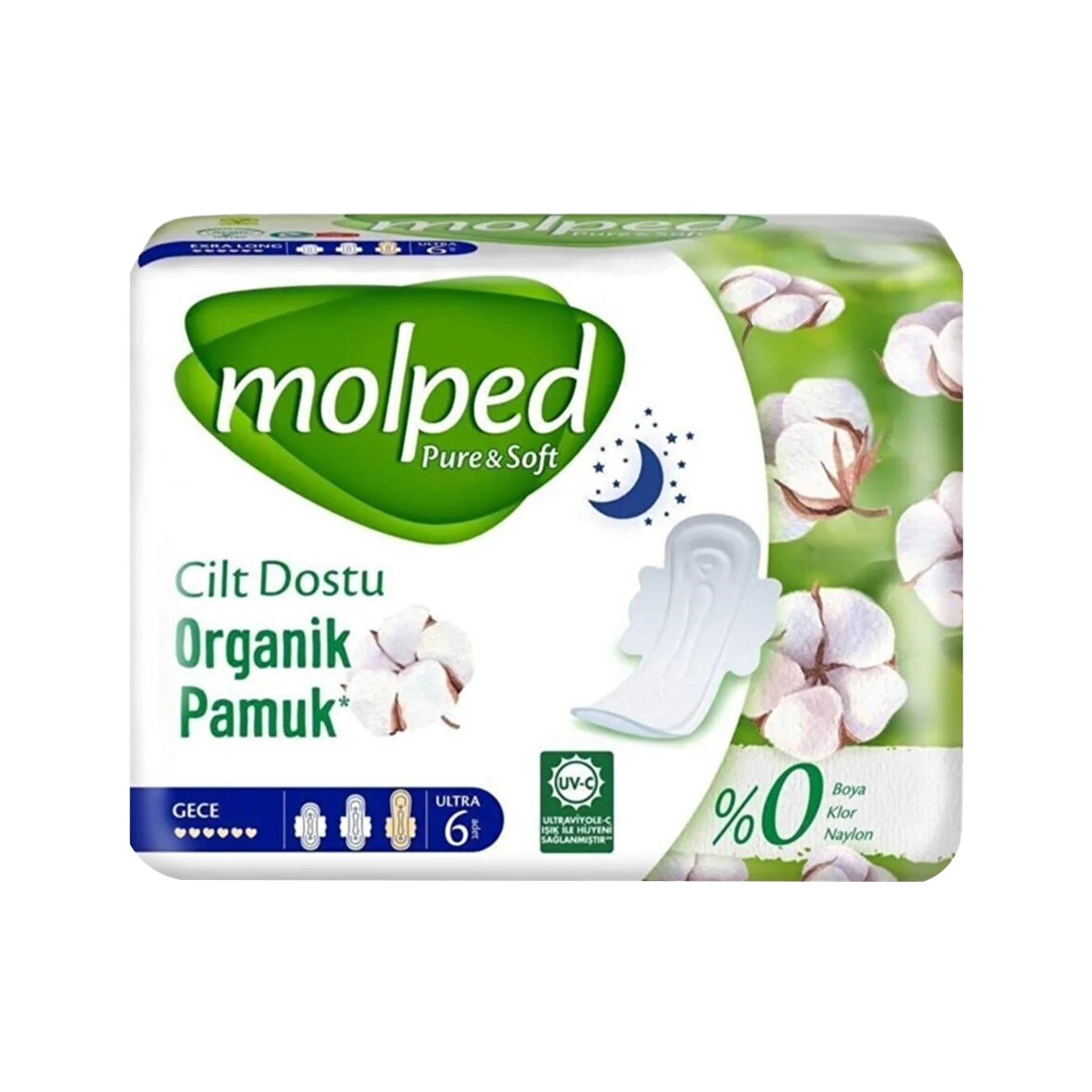 ჰიგიენური საფენი ღამის 6 წვეთიანი 6 ცალი 2247 მოლფედი - Molped